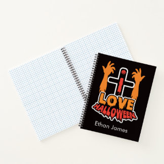 Personalized I Love Halloween Spiral Notebook