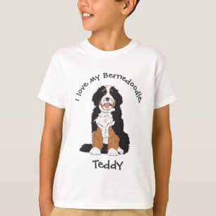 Personalized I Love My Bernedoodle Custom Name T-Shirt