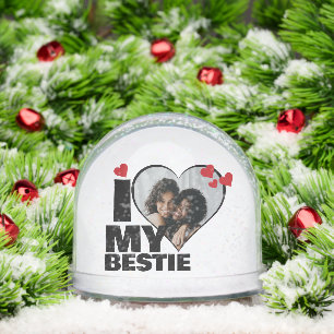 Personalized I Love My Bestie Heart Photo Snowglobe