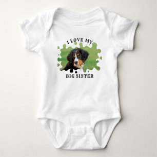 Personalized I Love My Big Sister Dog Photo Baby Bodysuit