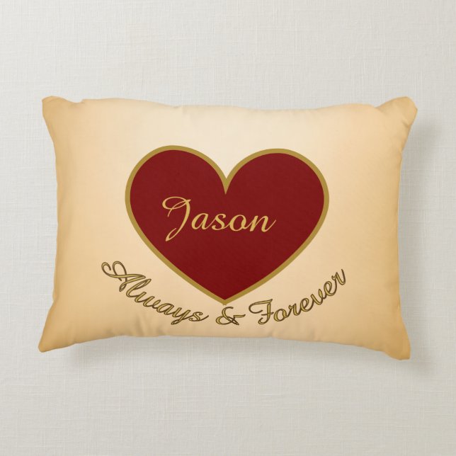 Personalized I Love My Boyfriend Custom Name Accent Pillow (Back)