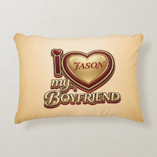 Personalized I Love My Boyfriend Custom Name Accent Pillow