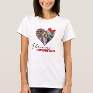 Personalized I Love My Boyfriend Heart Photo T-Shirt