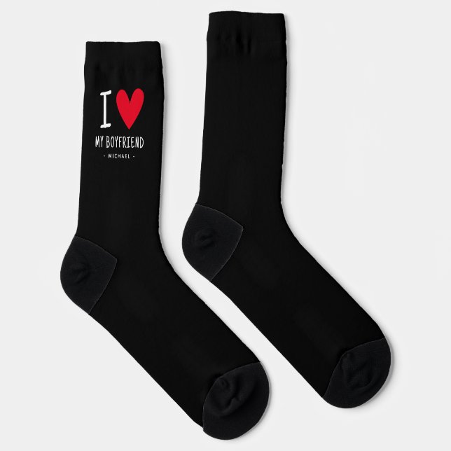 Personalized 'I Love My Boyfriend' Valentine  Socks (Right)
