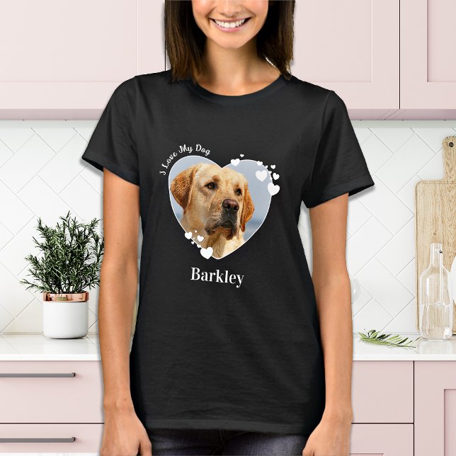 Personalized I Love My Dog Heart Cute Pet Photo T-Shirt (Creator Uploaded)