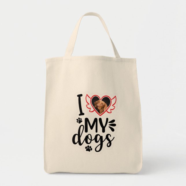 Personalized I Love My Dog Photo T-Shirt Tote Bag (Front)