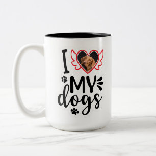 Personalized I Love My Dog Photo T-Shirt Two-Tone Coffee Mug