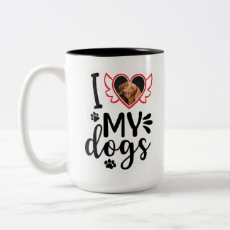 Personalized I Love My Dog Photo T-Shirt Two-Tone Coffee Mug