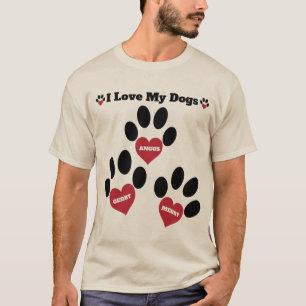 Personalized "I Love My Dogs" For Dog Lovers Brown T-Shirt