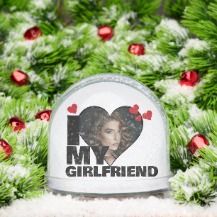Personalized I Love My Girlfriend Heart Photo Snowglobe