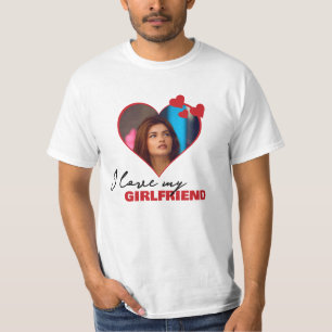 Personalized I Love My Girlfriend Heart Photo T-Shirt