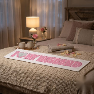 Personalized I Love My Husband – Add Husband Photo Short Table Runner