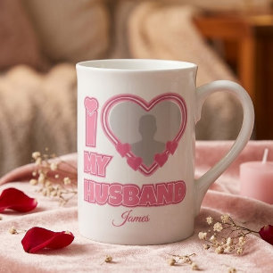 Personalized I Love My Husband – Add Photo & Name Bone China Mug