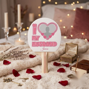 Personalized I Love My Husband – Add Photo & Name Ping Pong Paddle