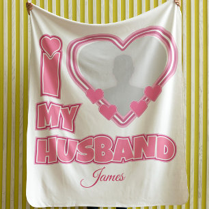 Personalized I Love My Husband – Add Photo & Name Sherpa Blanket