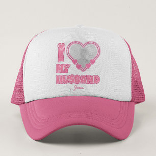 Personalized I Love My Husband – Add Photo & Name Trucker Hat