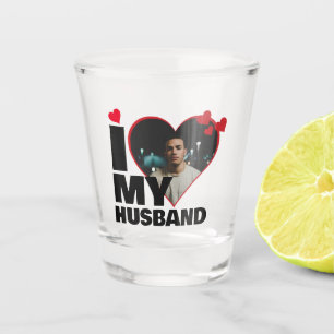 Personalized I Love My Husband Heart Photo Shot Glass