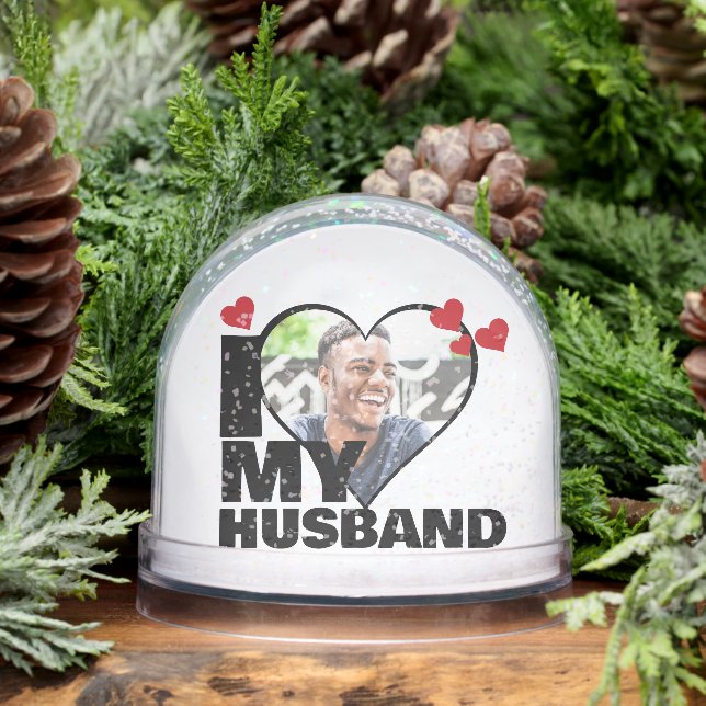 Personalized I Love My Husband Heart Photo Snowglobe (Winter)