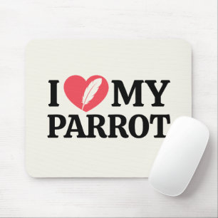 Personalized I Love My Parrot Heart Typography Mouse Pad