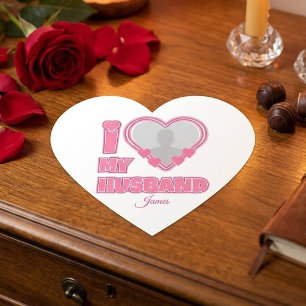 Personalized I Love My Wife – Add Name & Photo Heart Sticker