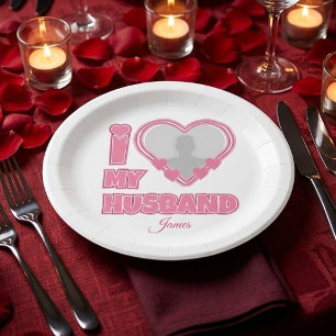 Personalized I Love My Wife – Add Name & Photo Paper Plate