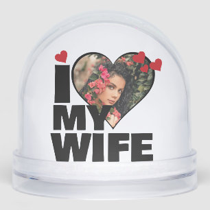 Personalized I Love My Wife Heart Photo Snowglobe