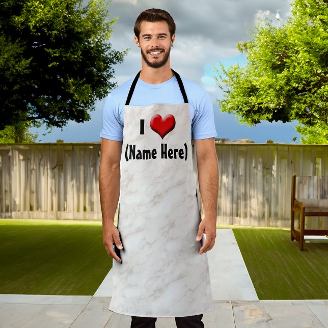 Personalized I Love... Name Valentine's Day Apron (custom personalized bbq grill apron for fathers day)