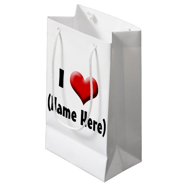 Personalized I Love... Name Valentine's Day Small Gift Bag (Front Angled)
