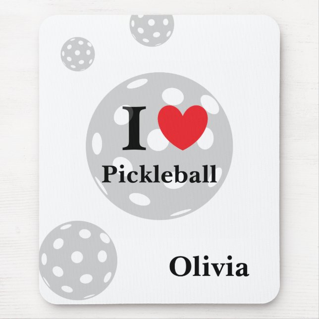 Personalized "I Love Pickleball" Mouse Pad (Front)