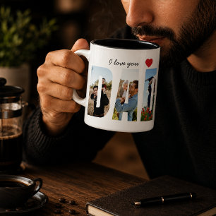 Personalized I Love You Photo Collage Dad Mug