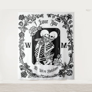  Personalized I Love You To Death Skeleton Wedding Tapestry