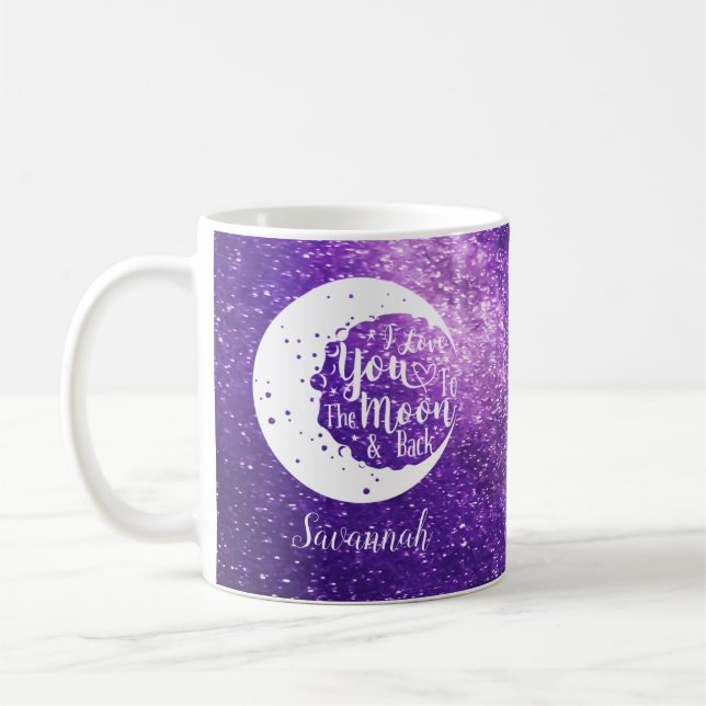 Personalized I love you to the moon & back  Coffee Mug (Left)