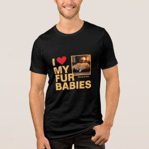 Personalized 'I ❤️ My Fur Babies' Photo Design Tri-Blend Shirt