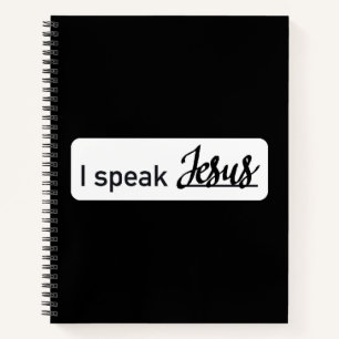 Personalized I Speak Jesus Black & White on Black Notebook