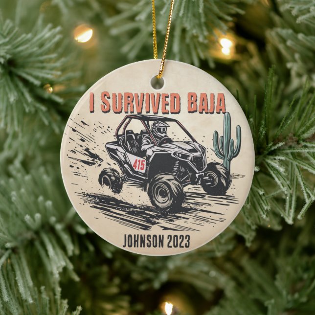 Personalized - I Survived Baja Desert UTV Racer Ceramic Ornament (Tree)