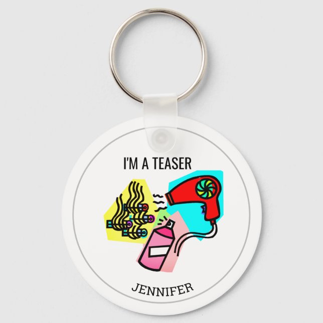 Personalized I Tease Hairdresser Keychain (Front)