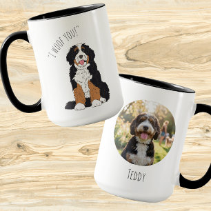 Personalized I Woof You Bernedoodle Pet Photo Gift Mug