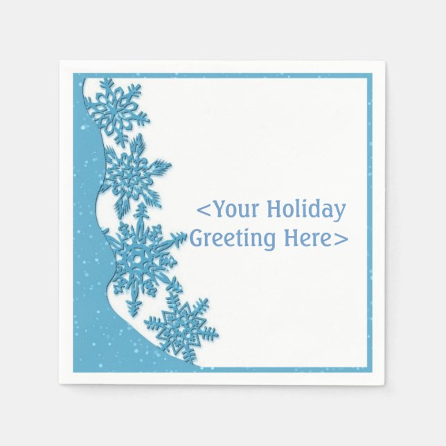 Personalized Ice Blue Christmas Snowflake Napkins (Front)