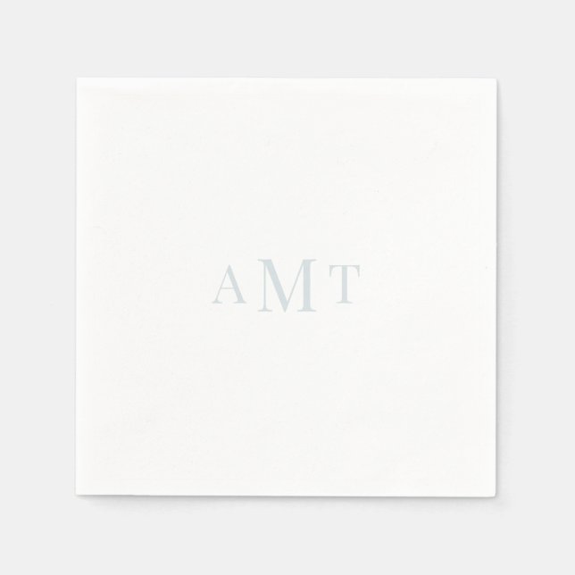 Personalized Ice Blue Monogram Wedding Napkins (Front)