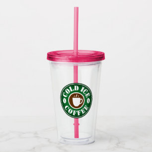 Personalized ice coffee coloured tumbler glass cup
