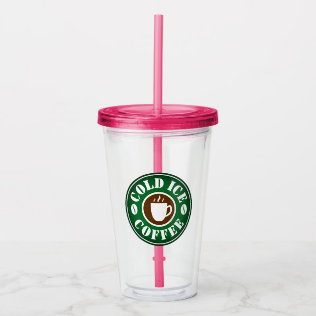 Personalized ice coffee coloured tumbler glass cup (Front)