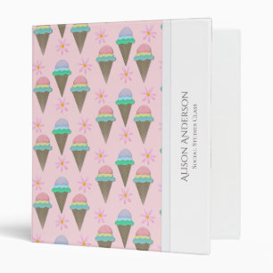 Personalized Ice Cream And Daisy Binder