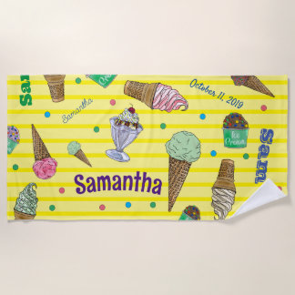 Personalized Ice Cream Beach Towel