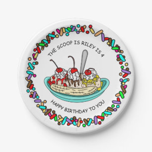 Personalized Ice Cream Birthday Party Paper Plate