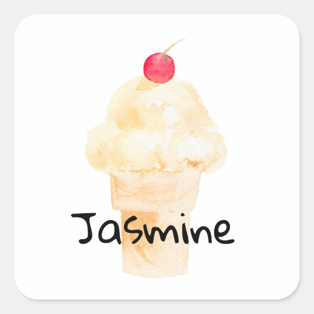 Personalized Ice Cream Cone Sticker (Front)
