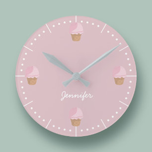 Personalized Ice Cream Pink Kitchen Wall Clock