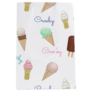 Personalized Ice Cream Social Birthday Party Medium Gift Bag