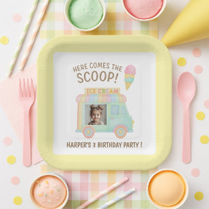 Personalized Ice Cream Truck Photo Birthday Party  Paper Plate