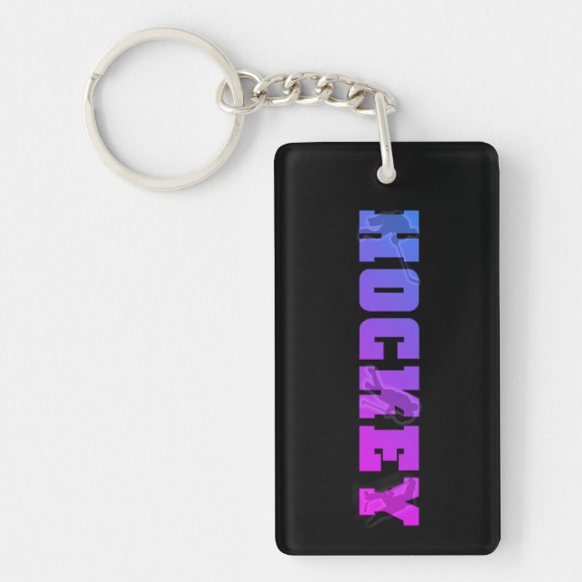 Personalized Ice Hockey Art Key Chain (Front)