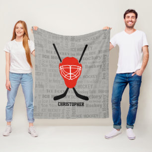 Personalized Ice Hockey Fleece Blanket